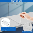 12 Inches [Extra Tall Version] Clear Shelf Dividers for Closet Organization and Storage, 6 Pack Purse Organizer for Closet Acrylic Adjustable Bookshelf for Organization, Perfect for Sweater, Clothes