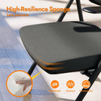 Stackable & Foldable Office Chair, Folding Desk Chair with Flip-Up Armrest, Breathable Mesh, Thick Seat Cushion & Rocking Backrest, Conference Room Chair with Wheel (Black，1)