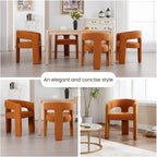 Modern Sherpa Barrel Dining Chair, Upholstered Accent Chair with Curved Back Comfy Side Chair Lounge Armchair for Kitchen Dining Room Living Room Reception, Terracotta