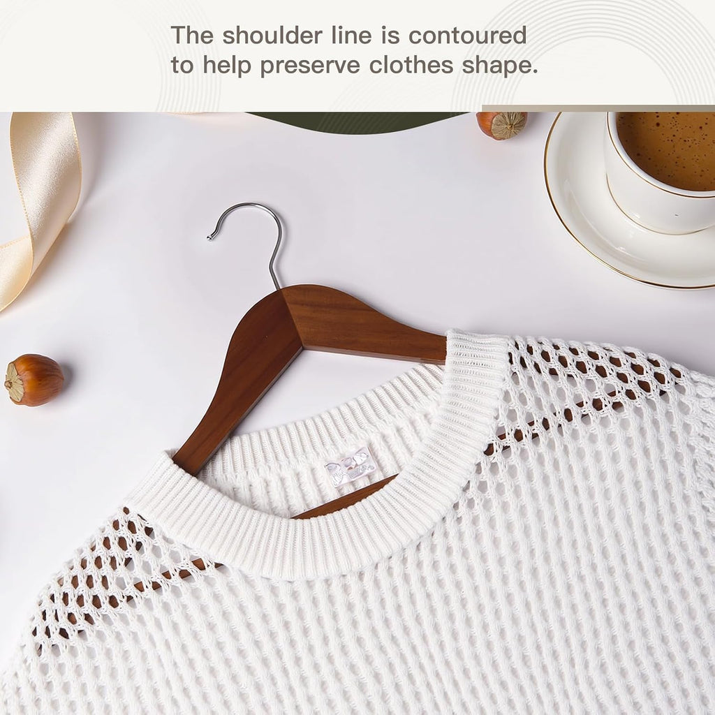 Wooden Hangers 30 Pack,Heavy Duty Solid Wooden Clothes Hangers with Pant Bar,360-Degree Rotatable Hook,Durable & Slim Wood Hangers for Coats,Jackets,Dress,Pants(Walnut)