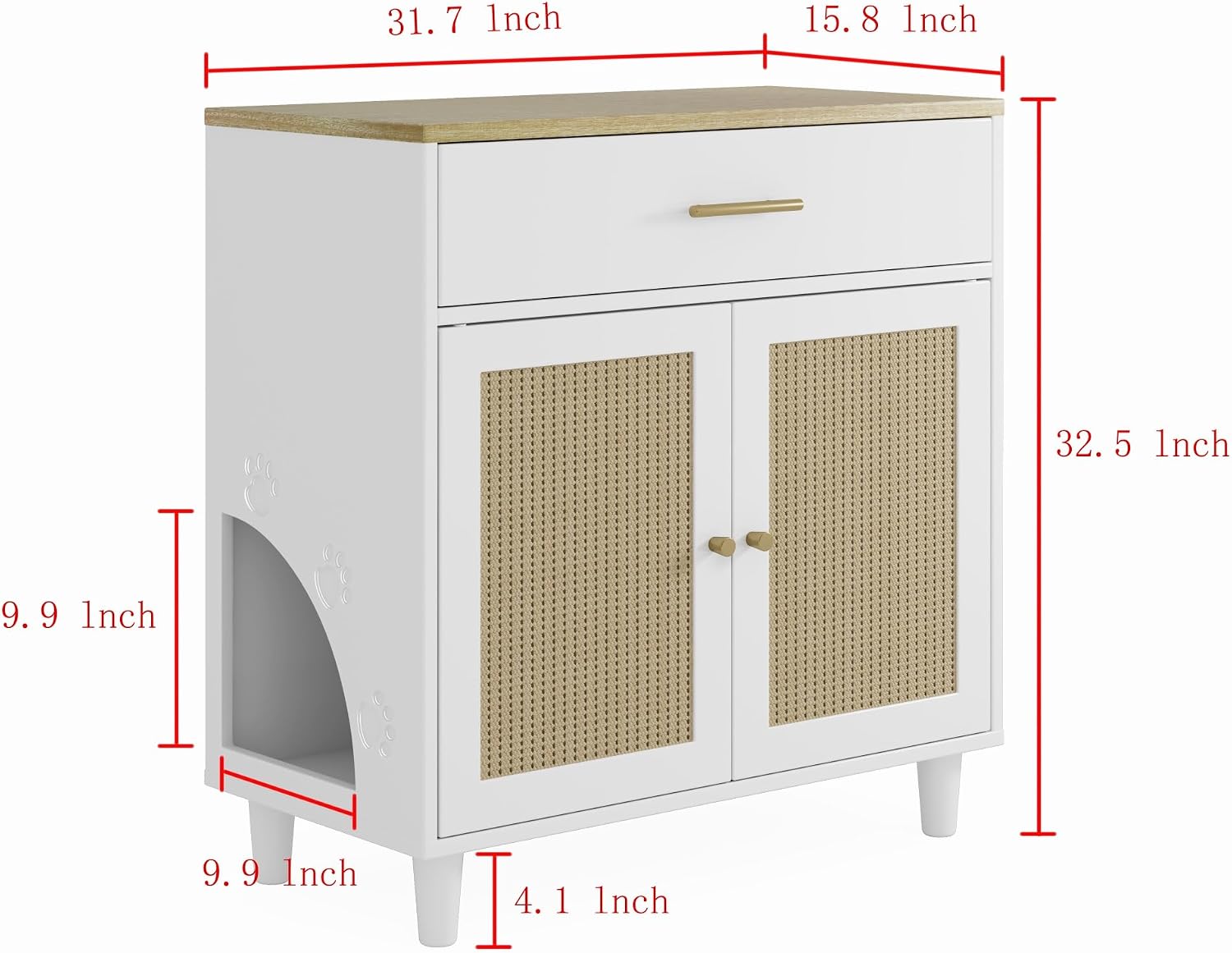 Contemporary Storage Cabinet, Cat Litter Box Enclosure with Scratch Pad, Hidden Litter Box Furniture,for Kitchen Home