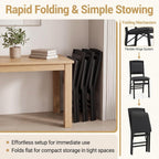 GOFLAME Folding Dining Chairs Set of 4, Faux Leather Upholstered Kitchen Chairs with Padded Seat and Backrest, Solid Wood Foldable Chairs for Living Room, Dining Room, Restaurant, Black