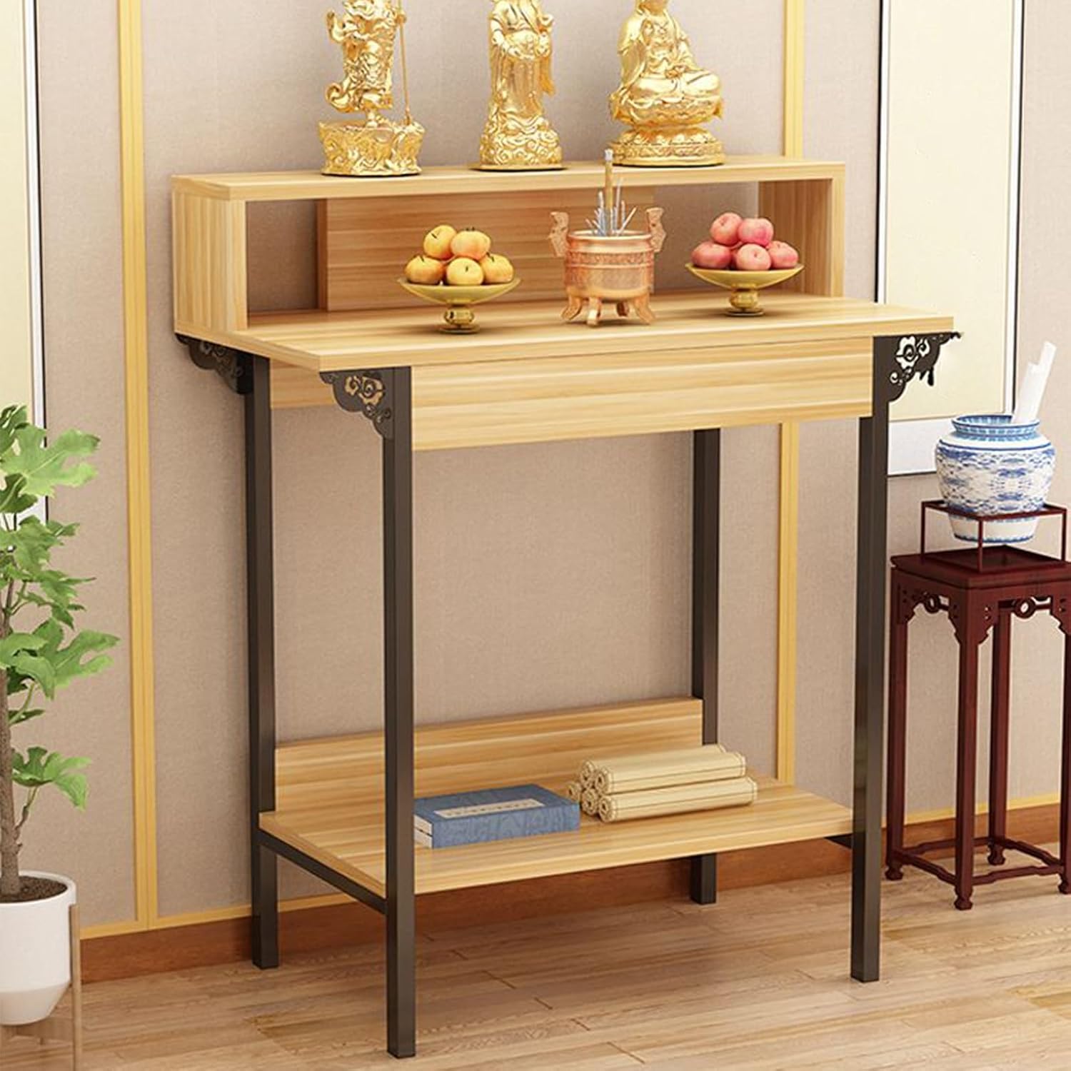 3-Tier Meditation Table, Personal Shrine Altar, Prayer Stand Riser for Home Decor in Living Room, Bedroom, Office, Bathroom