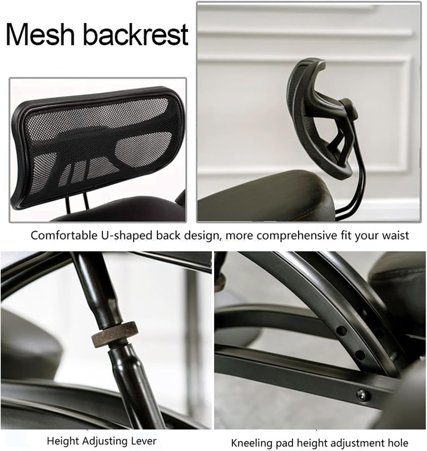 Ergonomic Kneeling Chair,Home Office Desk Chairs,Meditation Chair with Height Adjustable,Posture Office Stool with an Angled Seat and Casters