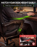 Dowinx Ergonomic Gaming Chair with Footrest & Massage Lumbar, 2D-Linkage Armrests for Computer Chair 330lbs with Headrest Pillow for Office, Home, Streaming and Long Gaming Sessions, Black