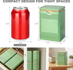 Tea Tin, Premium Tight Sealing Metal Canister with Press On Lid, Storage Tin for Loose Leaf, Tea Bags, Coffee Beans & Spices, Ideal for Kitchen Countertop & Pantry, Green Square Tinplate Can