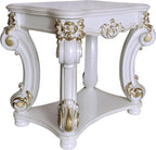 Antique Pearl End Table with Bottom Shelf