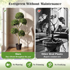 Goplus 46" Artificial Boxwood Topiary Tree, Fake Potted Boxwood Tree with 5 Ball-Shaped Topiaries, Realistic Decorative Faux Outdoor Plant for Indoor, Front Porch, Patio, Home, Office (1)