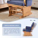 Beech Wood Gliding Rocking Chair for Nursery, Rocking Chair Glider Rocker with Arm Rest, Padded Cushion for Living Room Bedroom Reading Room, 280lbs Weight Capacity, Blue
