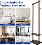 Coat Rack,Wooden Coat Rack Freestanding,Standing Coat Racks Tree Clothes Hanger Stand with Stury Base for Entryway, Livingroom, Bedroom,Easy to Assemble(Brown)