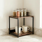 Small Side Table, End Table,Nightstand with 2-Layer Storage Shelves, Living Room, Bedroom, Stable Frame for Small Spaces.Kitchen Countertop Spice Rack,Easy Assembly, Rustic Brown.