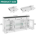 YITAHOME Sideboard Buffet Cabinet with Storage, 65" Buffet Table with 4 Glass Doors and 3 Drawers, Coffee Bar Cabinet with Adjustable Shelves for Kitchen, Living Room, White