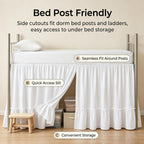 Breling White Ruffled Dorm Bed Skirt Twin XL 36 Inch Long Bed Skirt Dorm Solid Silky Fabric Machine Washable Split Corner Extra Long Wrap Around Elastic for Beds Room Bedding Decor