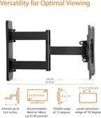 Amazon Basics Full Motion Articulating TV Wall Mount, with Swivel and Tilt, for 26" to 55" TVs and Flat Panels up to 80 Lbs, VESA Compatible, Single Stud, Black
