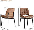 Upholstered Dining Chairs Set of 4, Mid Century Modern Faux Leather Dining Chairs with Walnut Bentwood Back and Metal Legs for Dining Room, Restaurant, Café, Brown