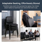 Stackable Office Guest Chairs, Reception Waiting Room Chairs with Padded Seat & Back, Armless No Wheels Conference Chairs for Training, Meeting, Lobby, Set of 5, Black Mesh Fabric