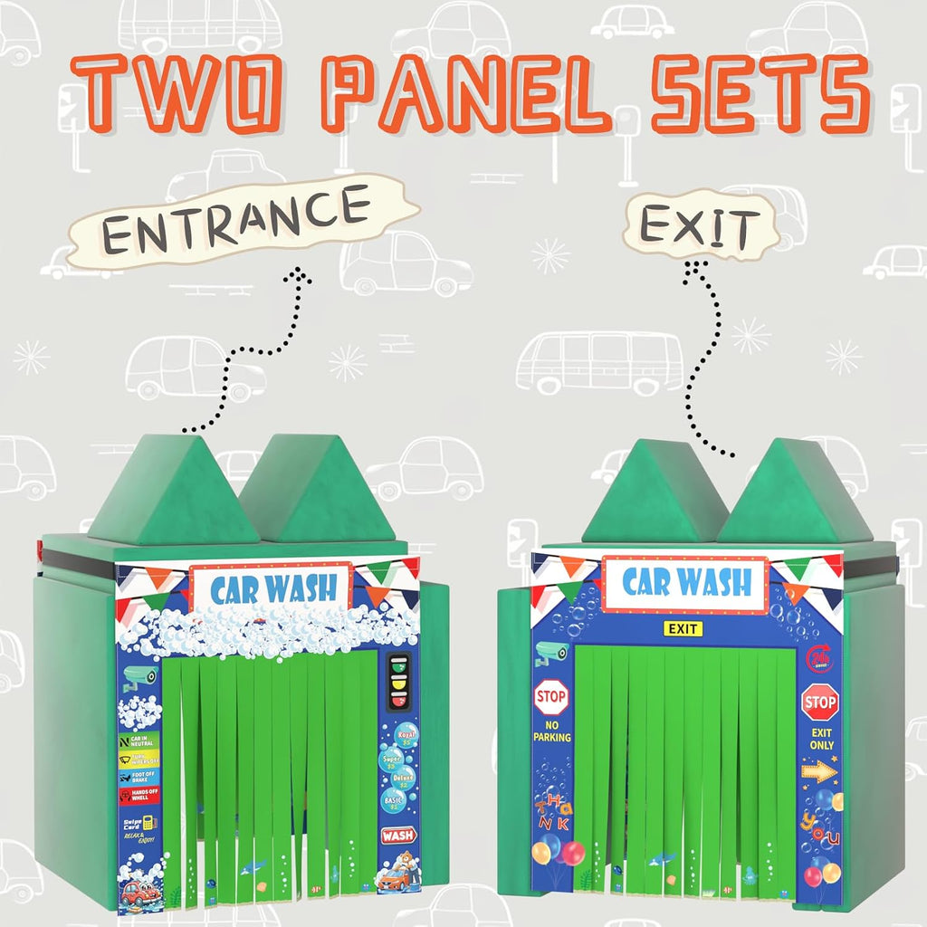 Play Panel for Kids Play Couch Foam Sofa Childrens Home Play Modular Couch (Sofa not Included) - Car Wash - Set of 2 (Entrance & Exit)