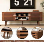 MAISONARIA Living Room Table Sets of 2, Mid Century Coffee Table & Dresser TV Stand, Sliding Door Coffee Table with Storage, Modern TV Stand for Bedroom, Living Room, Walnut
