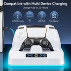 PS5 Controller Charger Station, Drop & Go Design Compatible with Sony PlayStation 5 DualSense/Edge Remotes, Fast Charging Dock with RGB Light & LED Indicator, Must Have PS5 Accessories