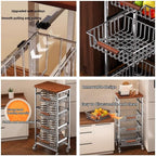 5-Tier Rolling Fruit & Vegetable Storage Cart with Drawers, Extra-Thick Metal Kitchen Organizer Cart on Wheels, Fruit Basket Stand& Fruteros para Cocina, Narrow Pantry Cart for Storage