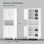 COFaR 69" Tall Modern Kitchen Pantry,Metal Storage Cabinet with Adjustable Shelves,Pantry Cabinet with 6-Tier,Freestanding Cupboard for Kitchen,Dining Room,Living Room,Bathroom,White