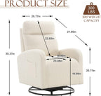 Modern Swivel Glider Chair, Upholstered Accent Glider Rocker for Baby Nursery, Comfy Tall Back Rocking Armchair with Side Pocket and Headrest for Living Room, Bedroom, White Teddy Fabric