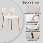 Gold Round Glass Dining Table Set for 4, 36'' Small Modern Kitchen Table Set with 4 White Gold Boucle Upholstered Dining Chairs, 5 Piece Luxury Dining Room Set, Easy Assemble