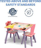 Delta Children Kids Table and Chair Set with Storage (2 Chairs Included) - Ideal for Arts & Crafts, Snack Time, Homeschooling, Homework & More, Disney Princess