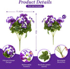 FULLMUSIC Spring Artificial Flowers for Outdoors, UV Resistant Fake Morning Glory, Look Real Faux Silk Plants for Front Door Garden Porch Planter