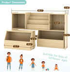 EXPERLAM Solid Wood Kids Bookshelf and Toy Storage Organizer, 3-in-1 Montessori Bookcase with Storage Cubbies and 2 Rolling Toy Bins, Toddler Bookshelf for Kids Room, Playroom, Nursery