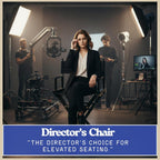 30-inch Directors Chair with Black Wood Frame and Navy Blue Canvas Seat and Backrest Folding Portable Bar Height Tall Chair for Makeup Artists, Filmmaking Events, Patio Camping, and Home Use