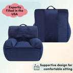 Heritage Kids Pod Square Back Kids Bean Bag Chair, Soft Plush Lounge Seat for Bedroom or Playroom, Navy