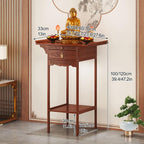 Meditation Table, Altar Cabinet with Pull-Out Storage Board, Personal Shrine Stand for Homes and Temples