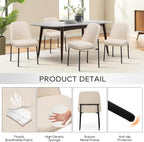 COLAMY Dining Chairs Set of 2, Modern Dining Chairs, Fabric Upholstered Dining Chairs, Kitchen Chairs with Curved Back and Metal Legs for Dining Room Kitchen Restaurant, Beige