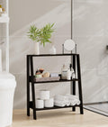 2 Tier Bathroom Ladder Shelf, Bathroom Ladder Shelves, Storage Organizer for Small Space, Freestanding Open Shelving Display Stand for Living Room Bedroom Kitchen, Black
