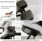 Ergonomic Kneeling Chair with Adjustable Back Support & Wheels, Posture Correction Desk Chair for Home Office to Relieve Back Pain