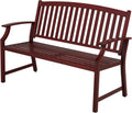 Grand patio 52" Farmhouse Outdoor Bench, Garden Benches with Anti-Rust Aluminum Powder Coated Frame, Faux Wood Grain Finish Frame Patio Bench for Front Porch, Red