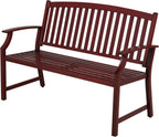 Grand patio 52" Farmhouse Outdoor Bench, Garden Benches with Anti-Rust Aluminum Powder Coated Frame, Faux Wood Grain Finish Frame Patio Bench for Front Porch, Red