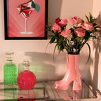 Reimagine Discovery Pink Boot Vase, Maximalist Ceramic Flower Vase, Pink Room Decor for Office, Bedroom & Living Room, Aesthetic Room Decor for Desk, Shelf, Table, Bar & Vanity
