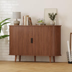 47" Buffet Cabinet,Sideboard Buffet Cabinet with Storage,Sideboard Console Table with Sliding Door & Adjustable Shelf,Curved Edge Sideboard Cabinet for Living Room, Kitchen(Walnut)