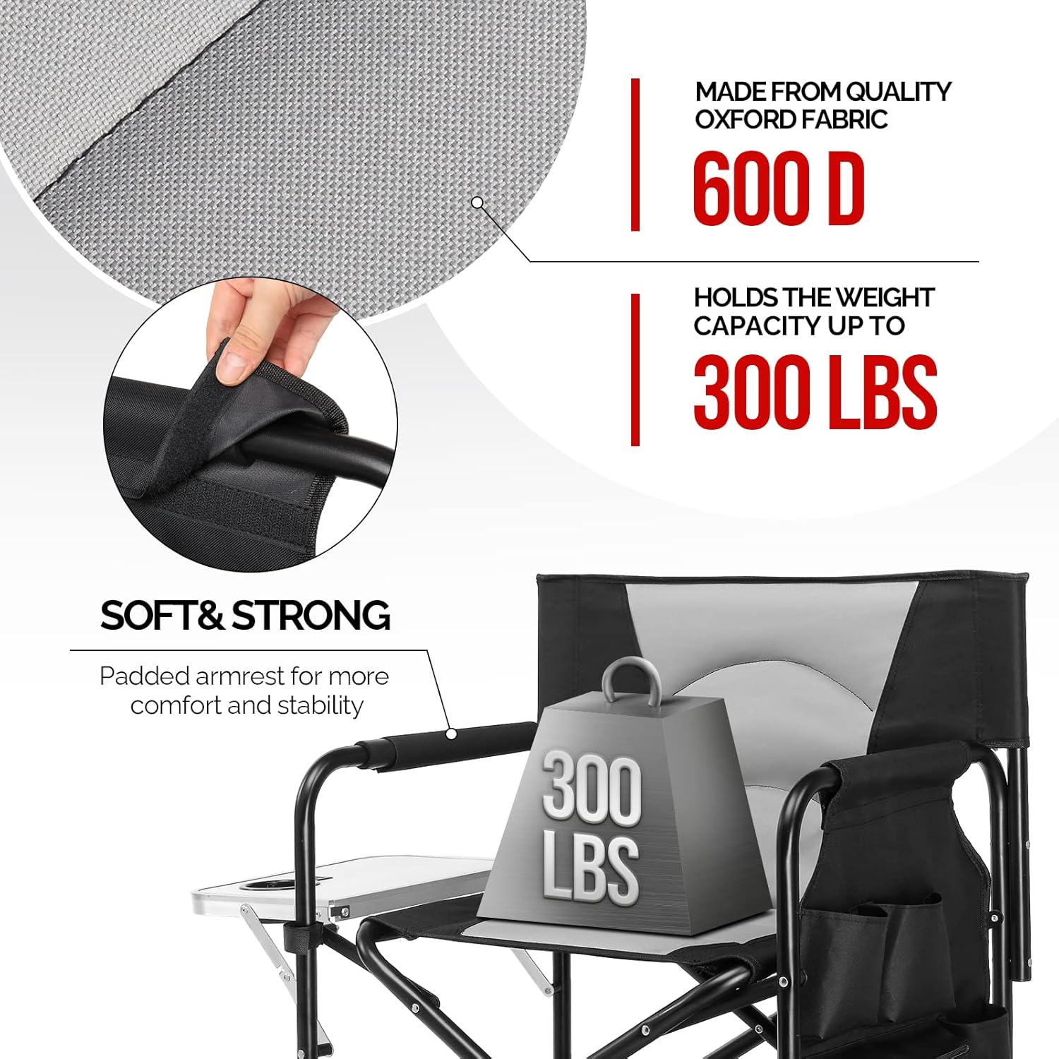 mefeir Extra Tall-30.7'' Professional Makeup Artist Director Chair Bar Height, Portable Folding Design with Side Table & Storage Bag, Heavy-Duty Steel Frame (300 lbs Capacity), 45.7'' Tall