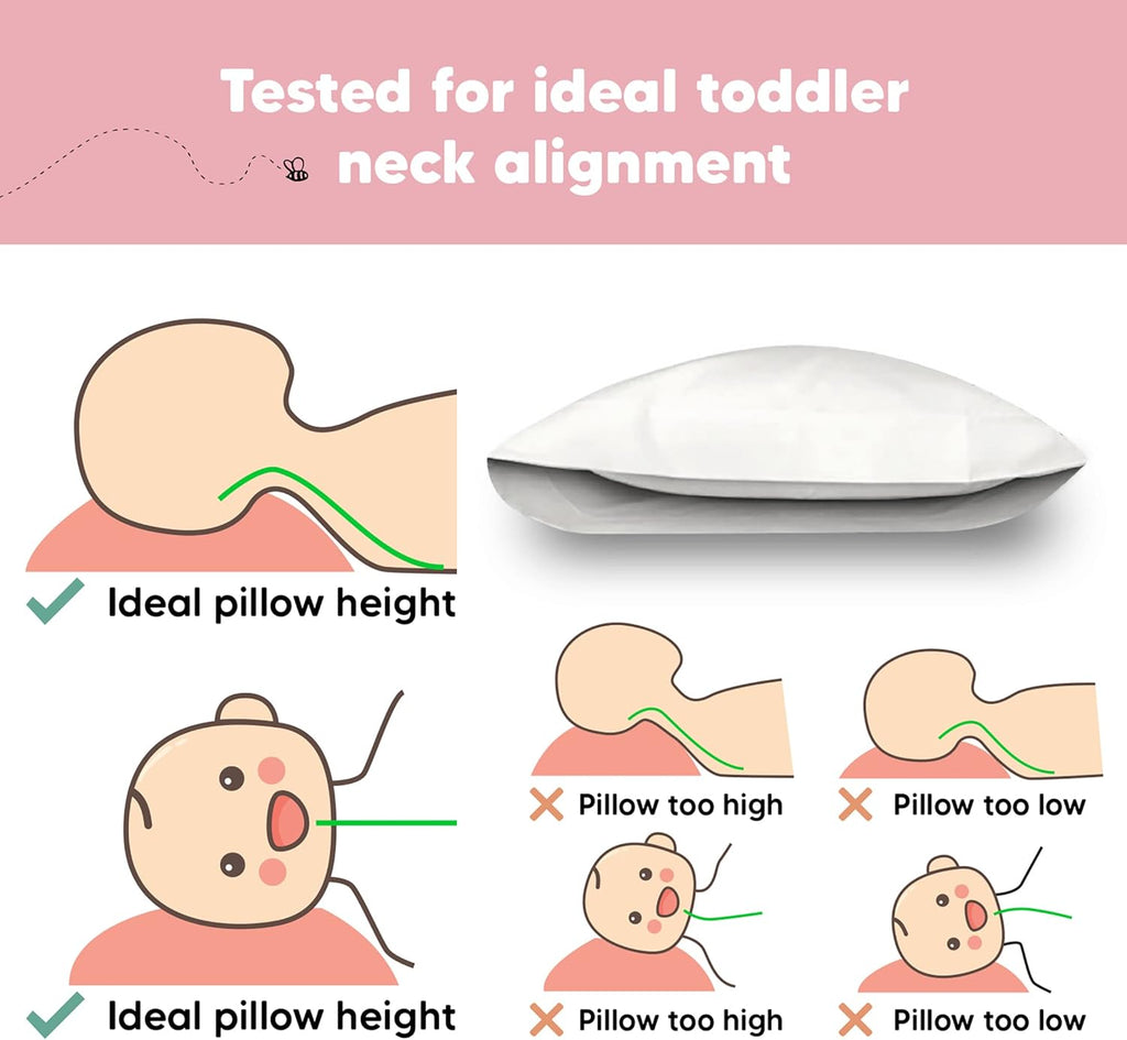 Toddler Pillow with Pillowcase - 13x18 My Little Dreamy Kids Travel Bed Pillows for Sleeping, Organic Cotton Small Pillowcase, Soft & Breathable, Machine Washable, Toddlers 2-5 years old (Soft White)