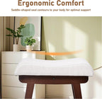 Wood Vanity Stool Chair, 17.7 Inch Compact Makeup Chairs with Saddle Cushion, Linen-Covered High Rebound Sponge Seat, Easy Assembly Footstool for Bedroom, Entryway, Home, Walnut Ottomans