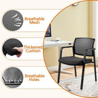 CLATINA Home Office Desk Chair No Wheels,Ergonomic Mesh Mid Back Stacking Arm Chair for Remote Learning,Small Office,Guest Chair,College Apartment (Black, 4 Pack)