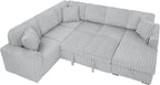 122" Oversized Sectional Sleeper Sofa with PullOut Bed - Gifts for Men Women,U Shape Sectional Couch with Storage Chaise Lounge for Apartment,6 Seat Corduroy Sofa with USB Port-Gray