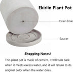 Ekirlin 6 Inch Indoor Plant Pot, Natural Cement Grey Garden Planters, Outdoor Concrete Flower Plant Pots with Drain Hole Saucer Tray, Modern Succulents Containers for Home Decor & Garden Plants