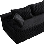 95" L-Shaped Cloud Sectional Couch, Right Facing Modular Compressed Boneless Sectional Sofa with Chaise Lounge, Plush Corduroy Boneless Corner Sofa for Living Room