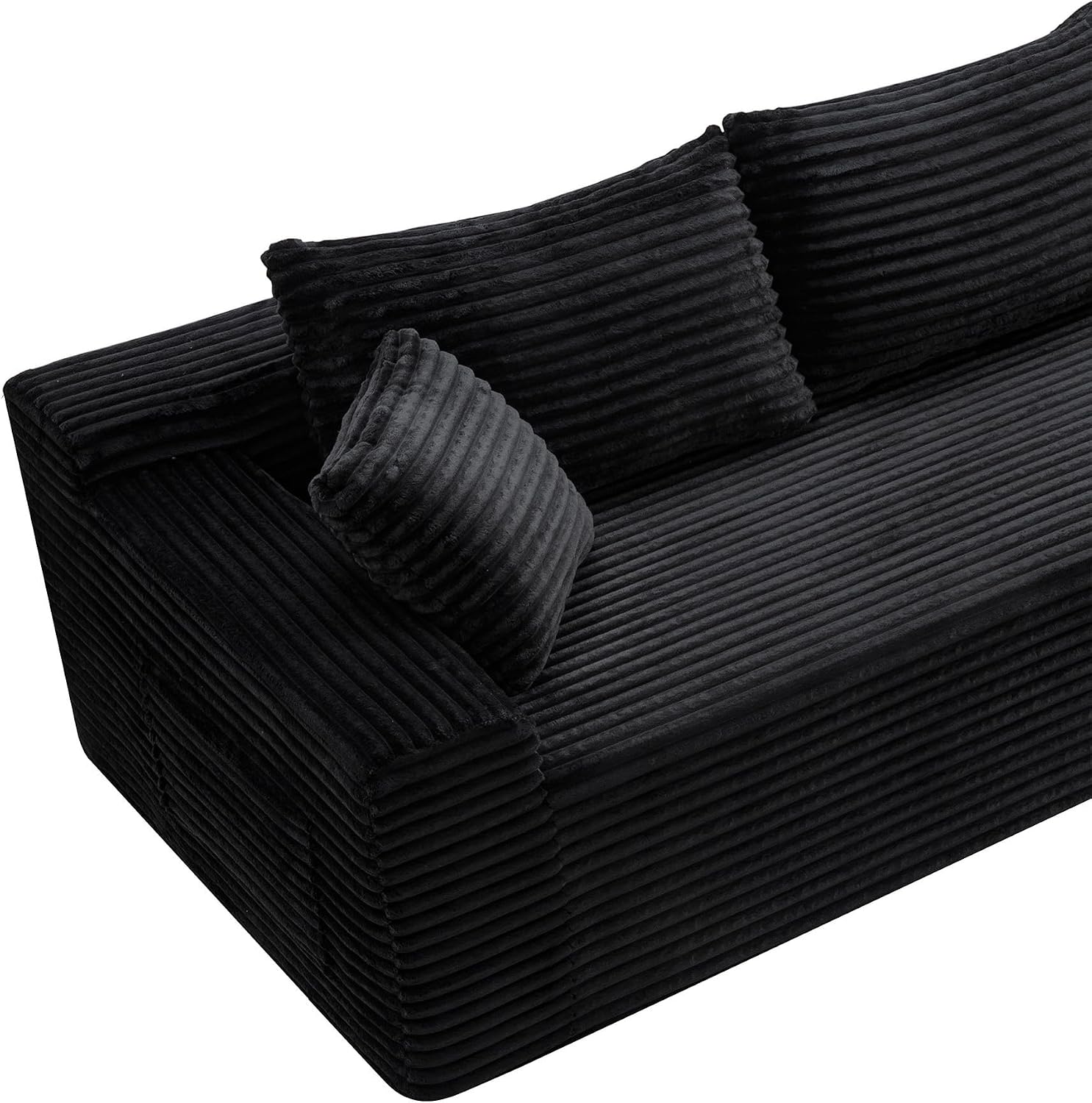 95" L-Shaped Cloud Sectional Couch, Right Facing Modular Compressed Boneless Sectional Sofa with Chaise Lounge, Plush Corduroy Boneless Corner Sofa for Living Room