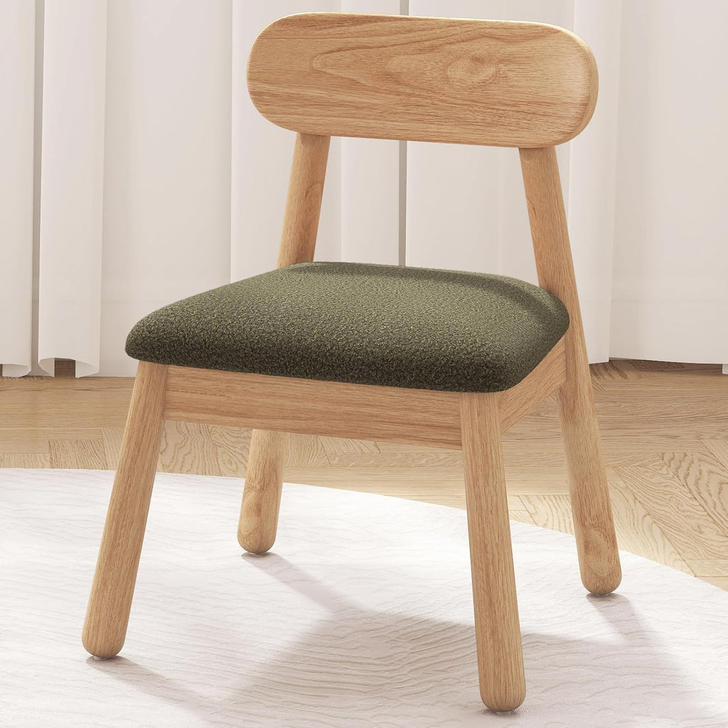 Wood Kid Armchair, Toddler Chairs Ages 1-4, Kid Chair with Solid Wooden Frame, Toddler Armchair Comfy, Upholstered Kids Chair for Playroom, Bedroom, Kindergarten & Preschool, Green