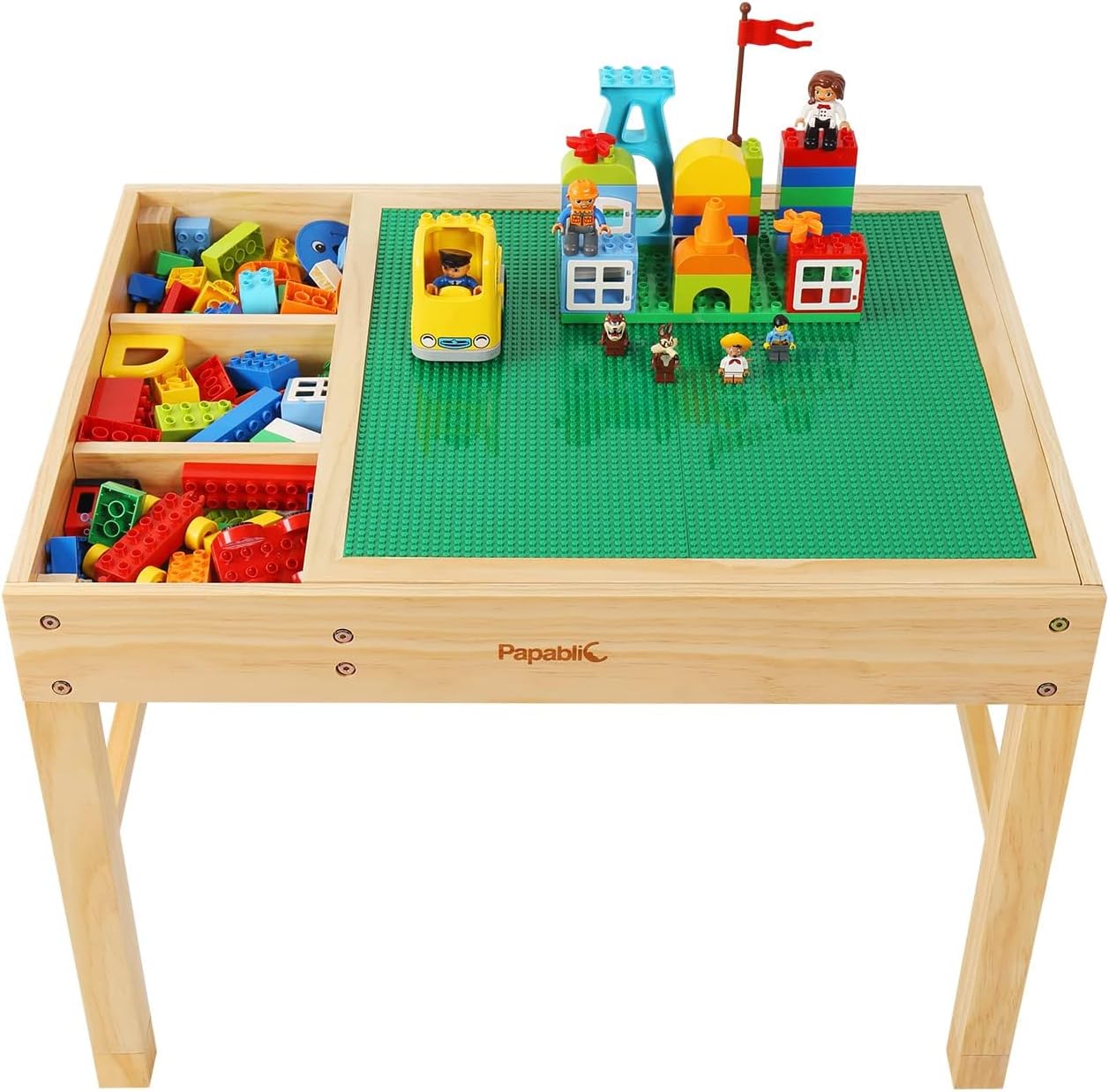 Papablic 2 in 1 Kid Activity Table with Large Storage for Older Kids Compatible with Lego Building Block for Boys Girls Birthday Day Gift